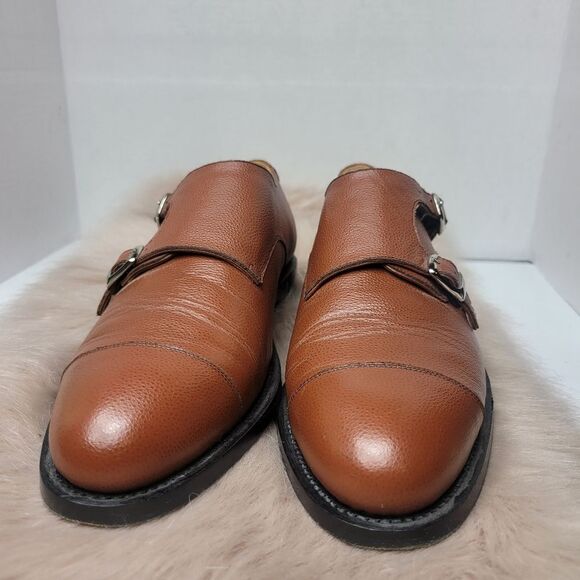 Awl & Sundry Handcrafted Brown Leather Double Monk Oxford Mens Shoes Size 8.5 - Picture 2 of 9
